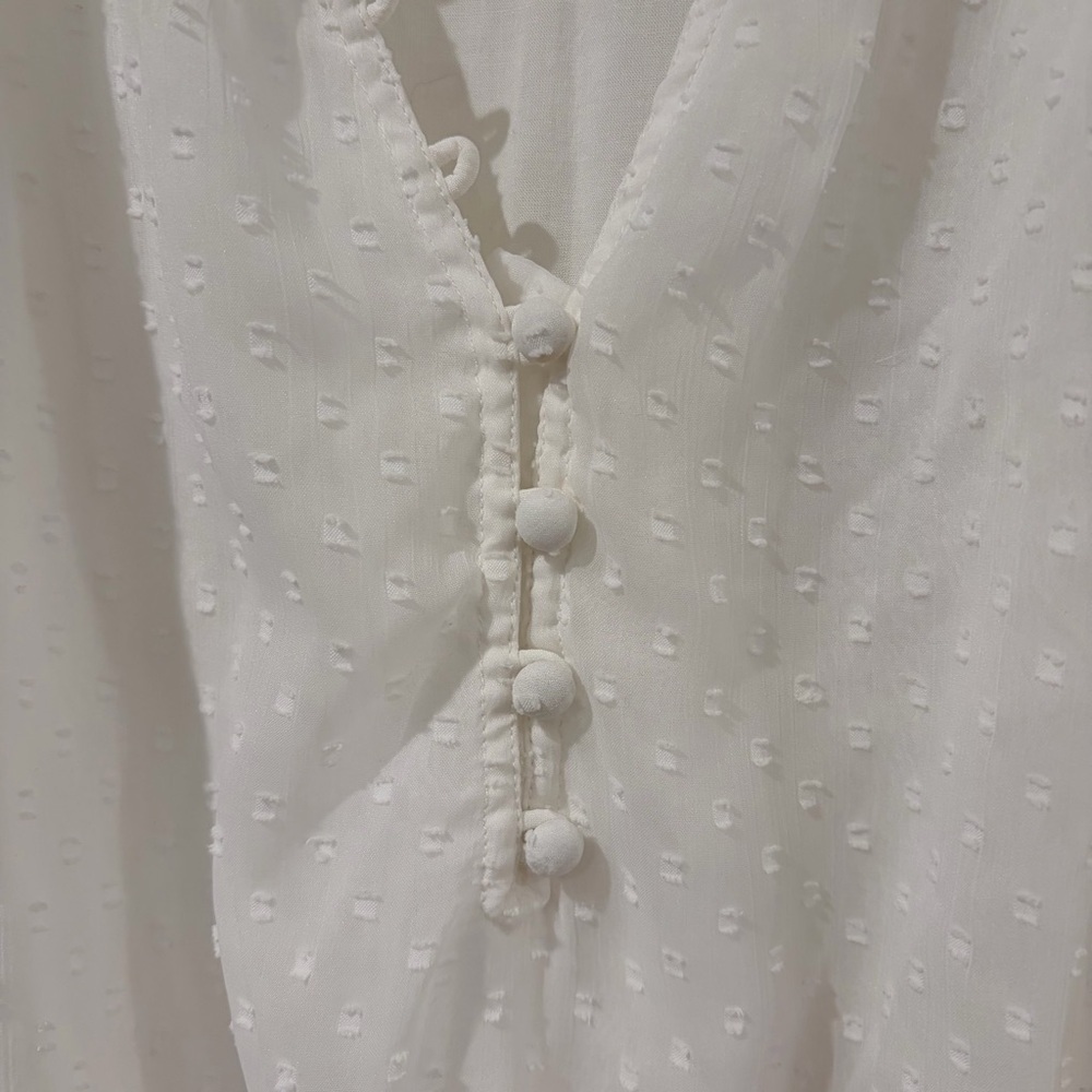 Abercrombie White Swiss Dot Sheer Bodysuit Blouse Cottagecore Coquette Medium - Picture 8 of 14